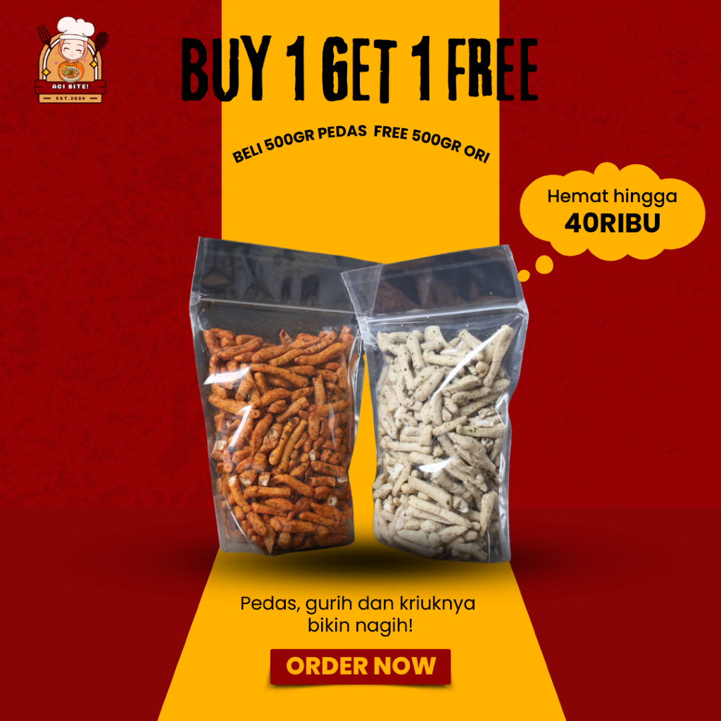 

[BUY 1 GET 1] Beli 1 Basreng Pedas 500gr FREE 1 Basreng Ori 500gr