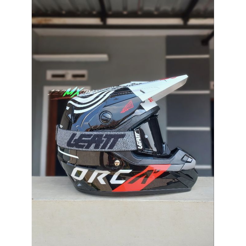 HELM ORCA VORTEX BLACK WHITE RED DAN GOGGLE LEAT
