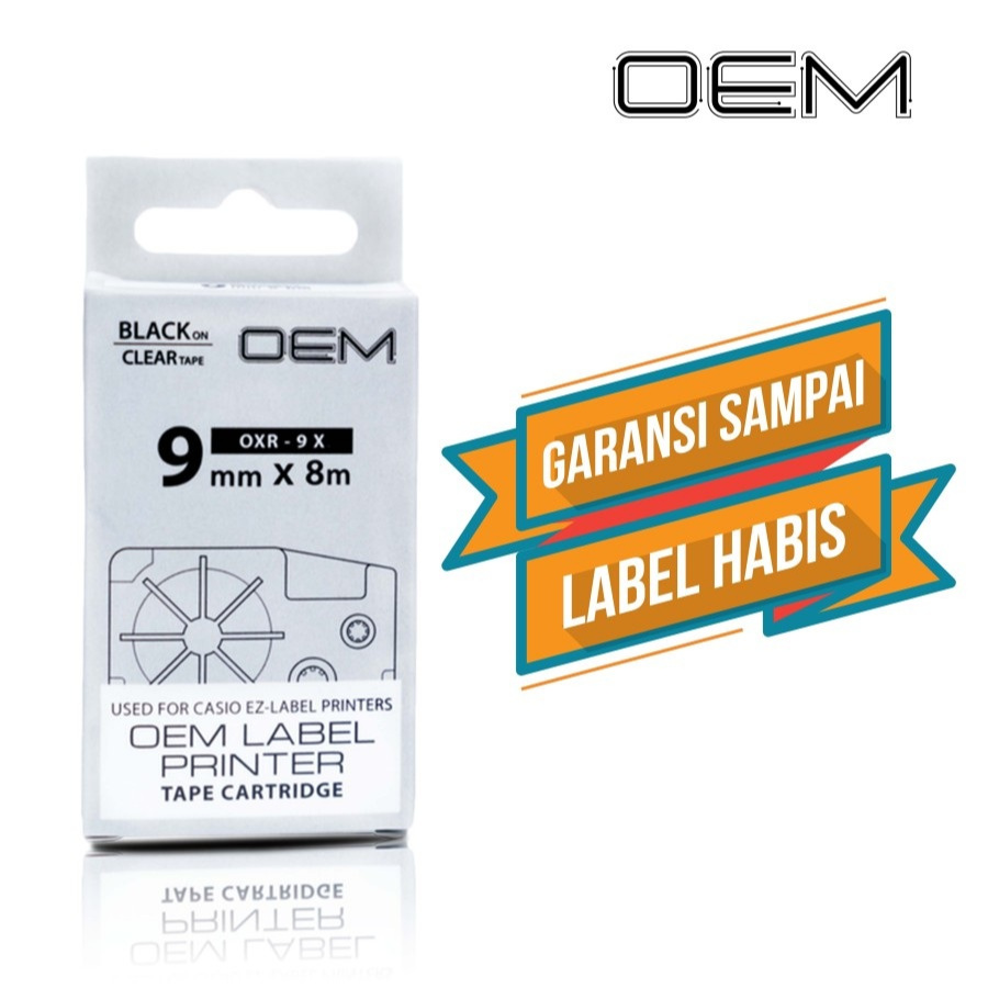 

PITA TAPE LABEL CATRIDGE PITA EZ LABEL EZLABEL PRINTER PRINT CASIO KL60 KL120 KL130 KL7400 KL820 9MM 9 MM BLACK ON CLEAR TRANSPARAN