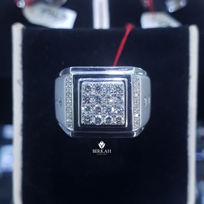 Cincin Pria Mens Ring Diamond Berlian Asli Perak Palladium
