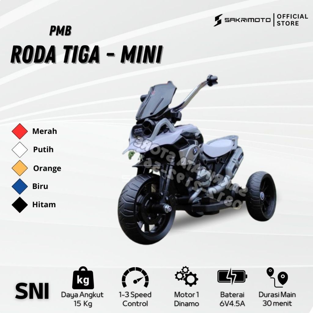 Motor Mainan Anak Aki BMW roda tiga