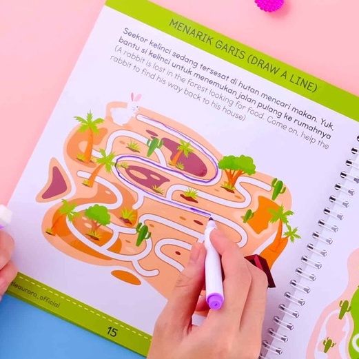 Murah WIPE CLEAN Worksheet Buku Anak Aktivitas Pemaku TK PAUD Menulis Berhitung