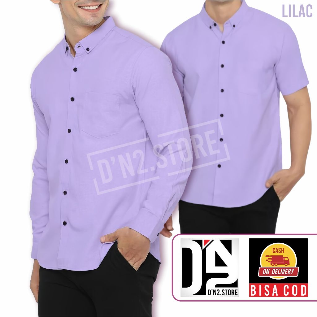 Kemeja Polos Pria Warna Lilac Kemeja Kekinian Casual Baju Kerja