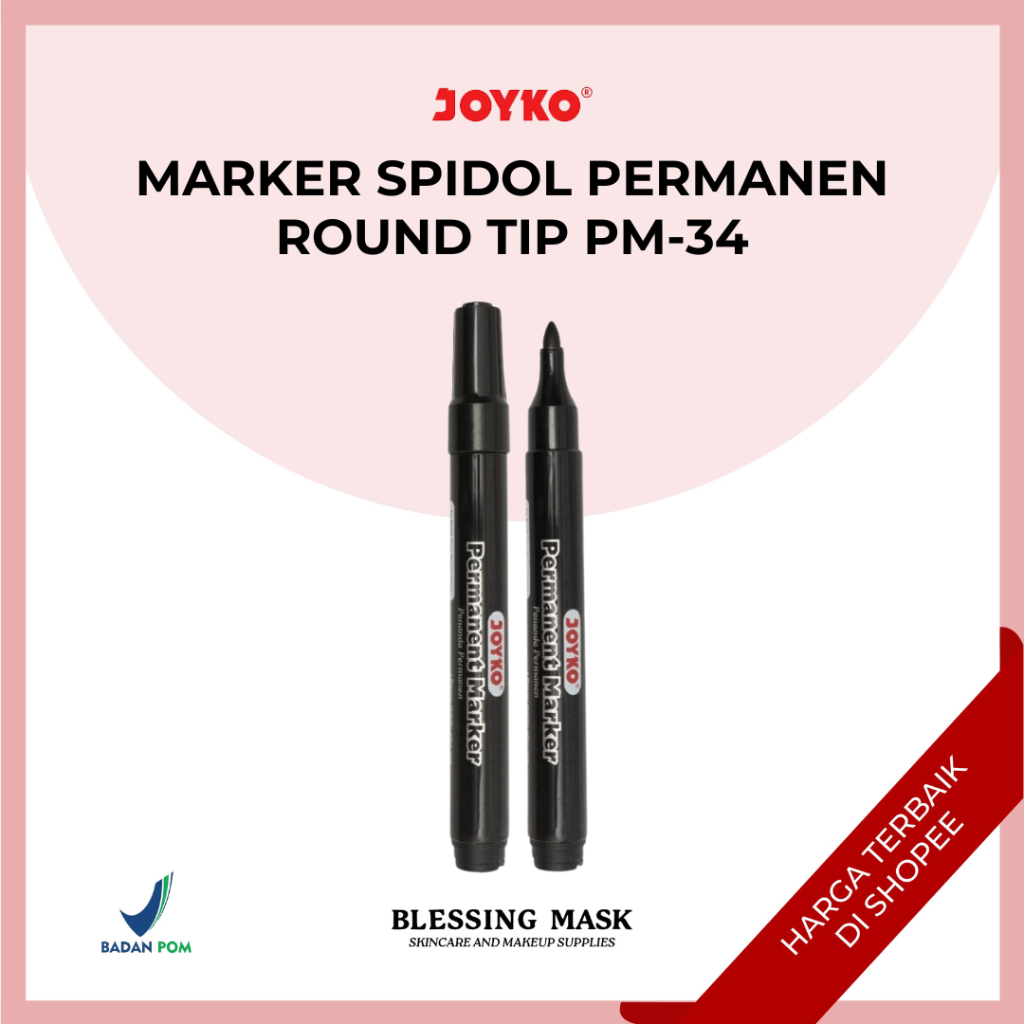 

JOYKO SPIDOL Permanent | Marker Spidol Permanen Round Tip Joyko PM-34 (BLACK) | ATK Blessingmask