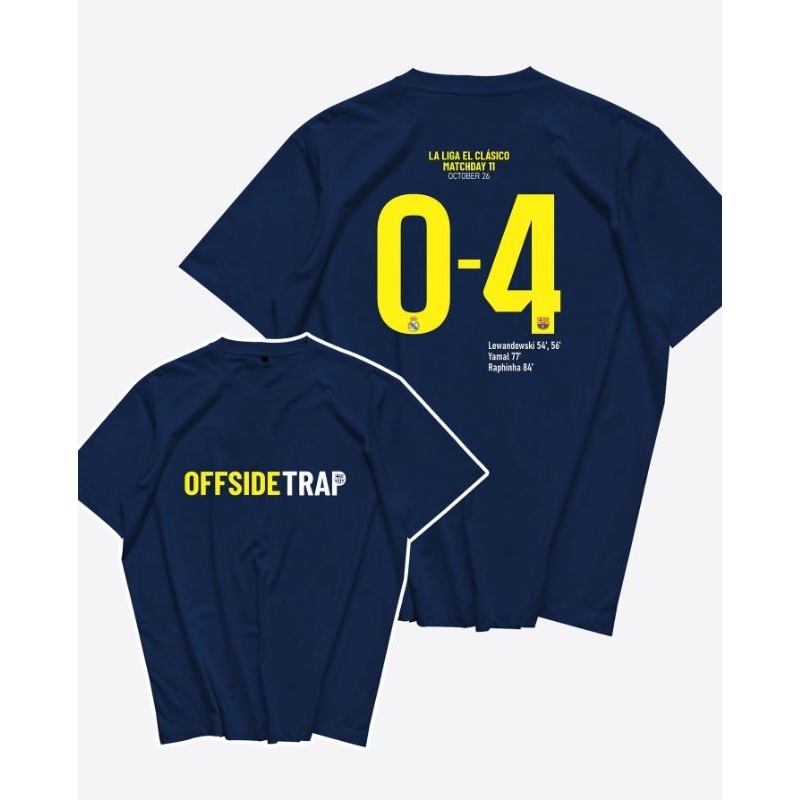 kaos Skor Barca 0-4 EL Clasico Kaos Bola T-Shirt Katun 30s