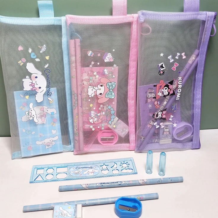

Serba Murah Set Alat Tulis 7 in 1 Pouch Set Alat Tulis Ziplock Paket Alat Tulis Motif Sanrio Karakter Lucu