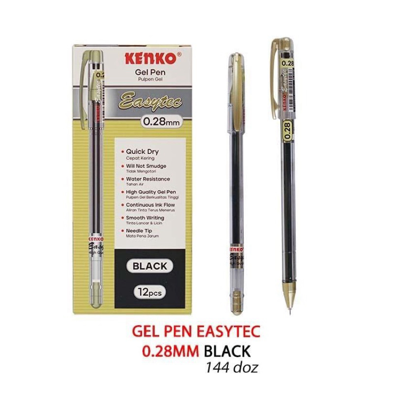 

Kenko Gel Pen Easytec Hitam 0,28mm (12pcs)