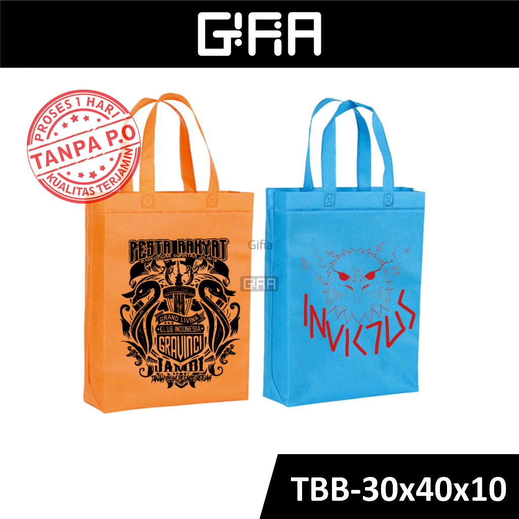 

Goodie Bag Sablon Custom / Tas Spunbond Sablon 30x40x10 cm