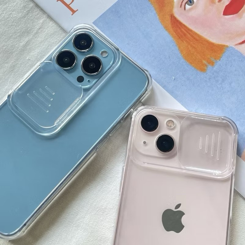 CLEAR SLIDE CAMERA CASE IPHONE 13 PRO MAX 12 11 XS XR X SOFTCASE CLEAR BENING ANTI CRACK KAMERA SILI