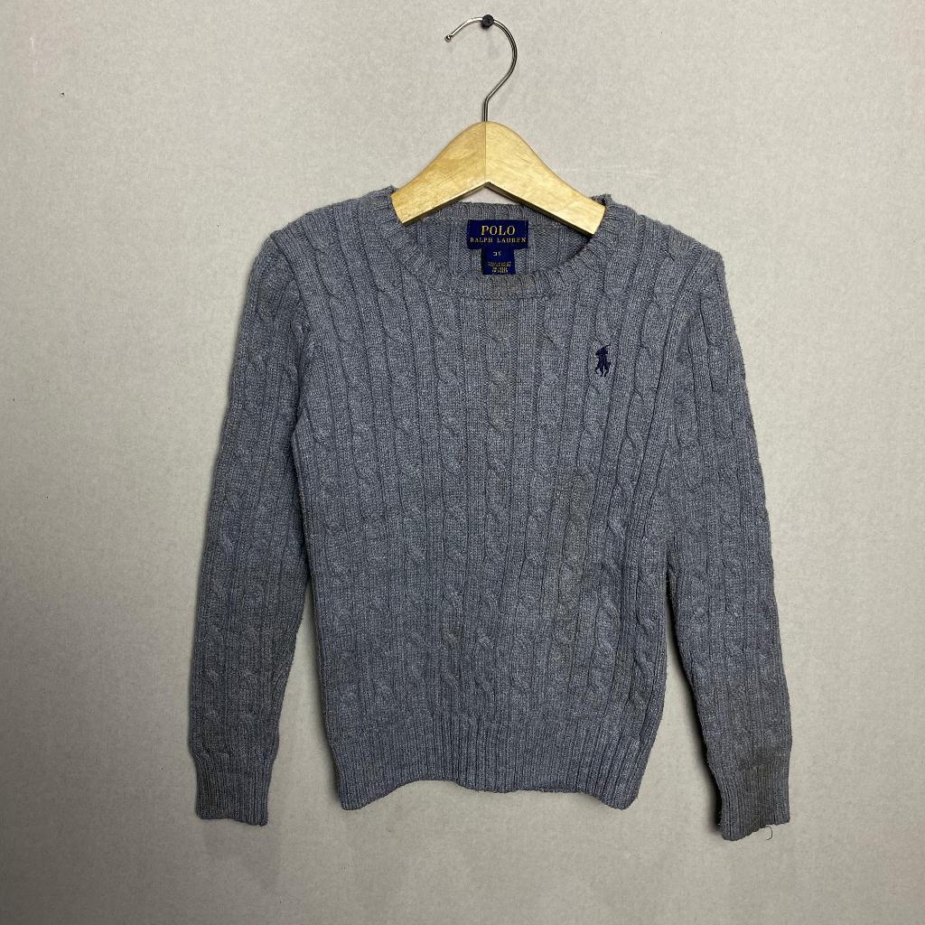 polo ralph lauren grey oversized unisex cable knit sweater