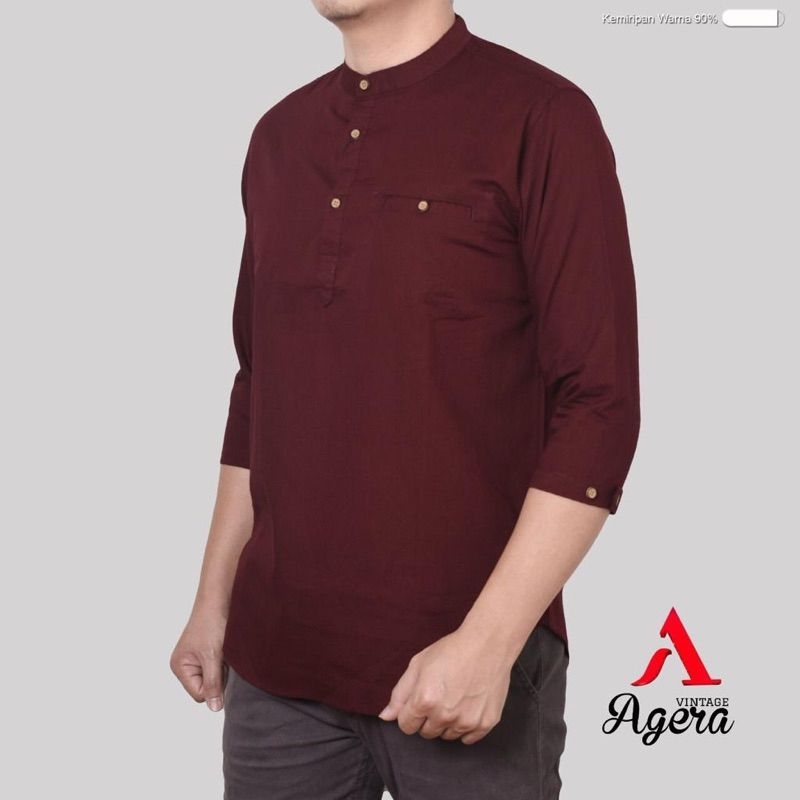 Koko Agera lengan 3/4 pakaian muslim kekinian / Koko muslim / kemeja atasan pria original agera