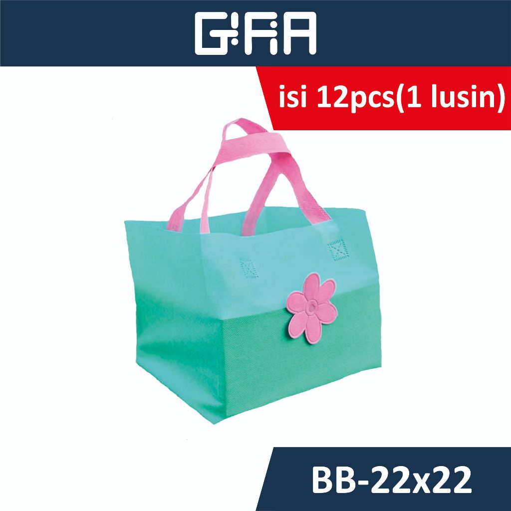 

Isi 12pcs (Box 22x22) Tas Spunbond / Tas Kain / Goodie Bag / Kantong Souvenir / Box Nasi