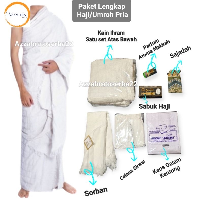 Perlengkapan Umroh/haji Pria Paket Lengkap 7 In 1 Pakaian Haji/ Umroh Pria (Azzahratoserba22)