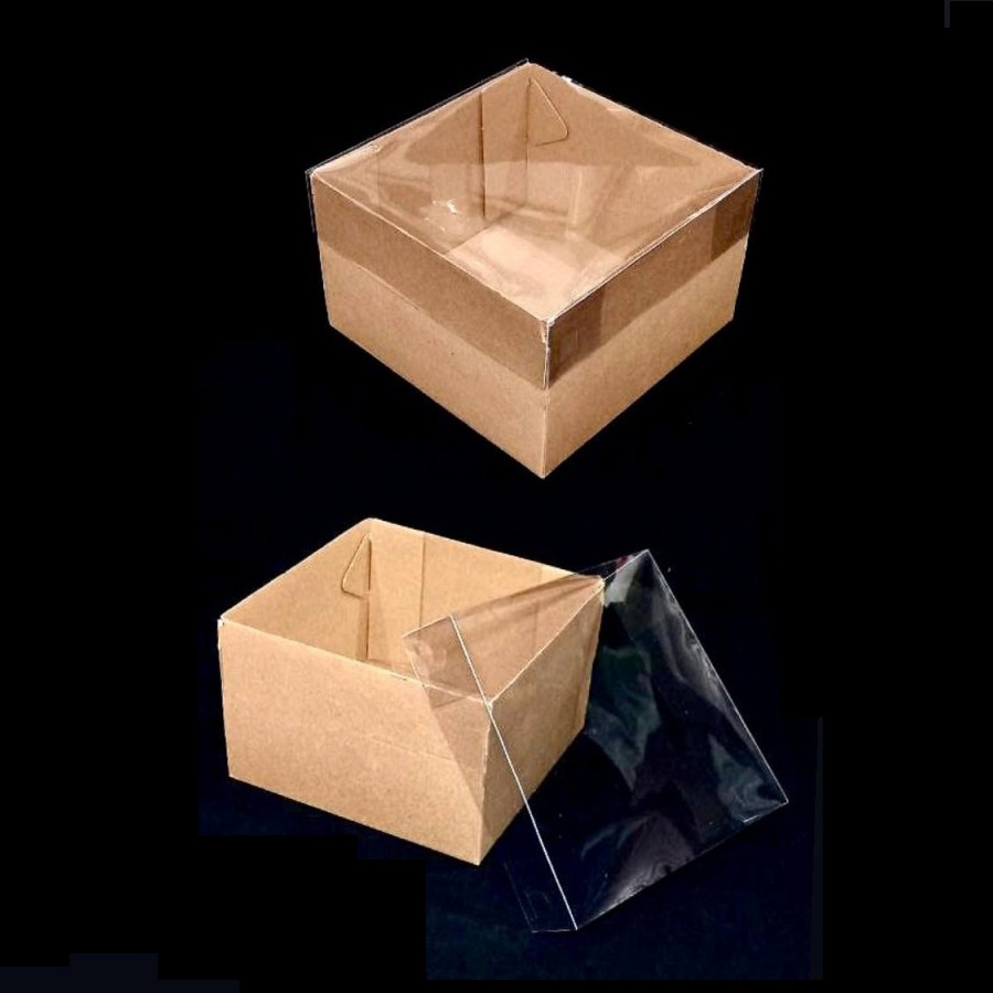 

( 5 pcs ) Kotak Box Mika Packaging Brownies Dus Eflute Polos Parcel Kue Ukuran 25x25x16 cm