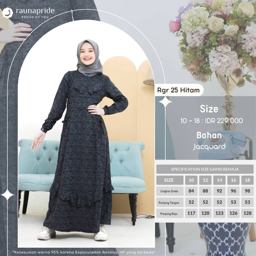 #RAUNA#GAMIS#BAJU LEBARAN