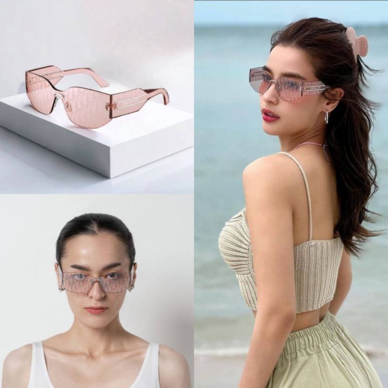 Kacamata CHRISTIAN DIOR Club M6U Rectangular Sunglasses in Pink Oblique