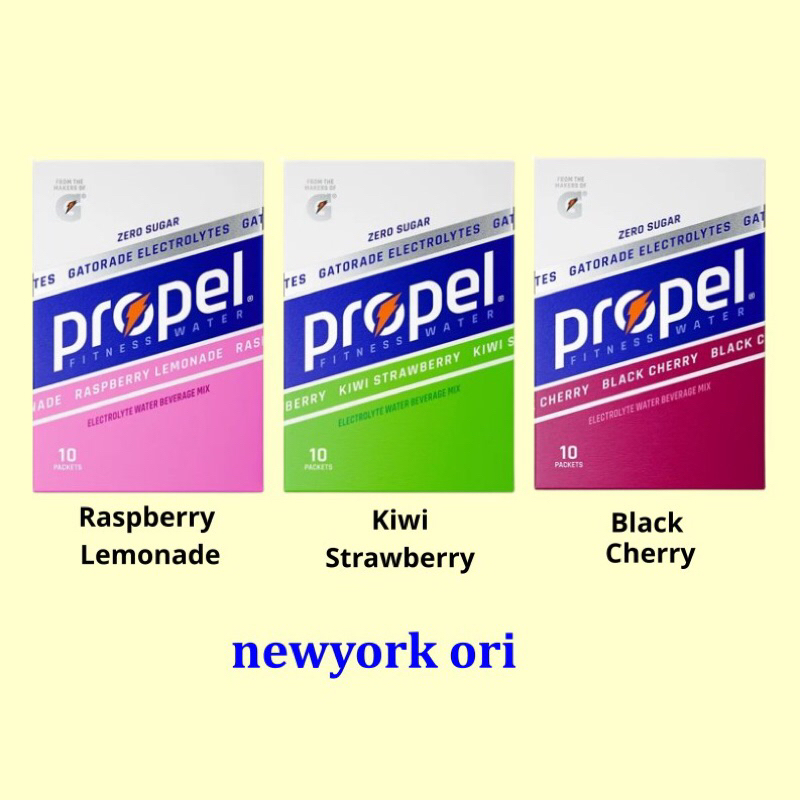 

PROPEL Zero Sugar Electrolytes Powder - Raspberry Kiwi Strawberry & Black Cherry - Suplai Elektrolit Bebas Gula!