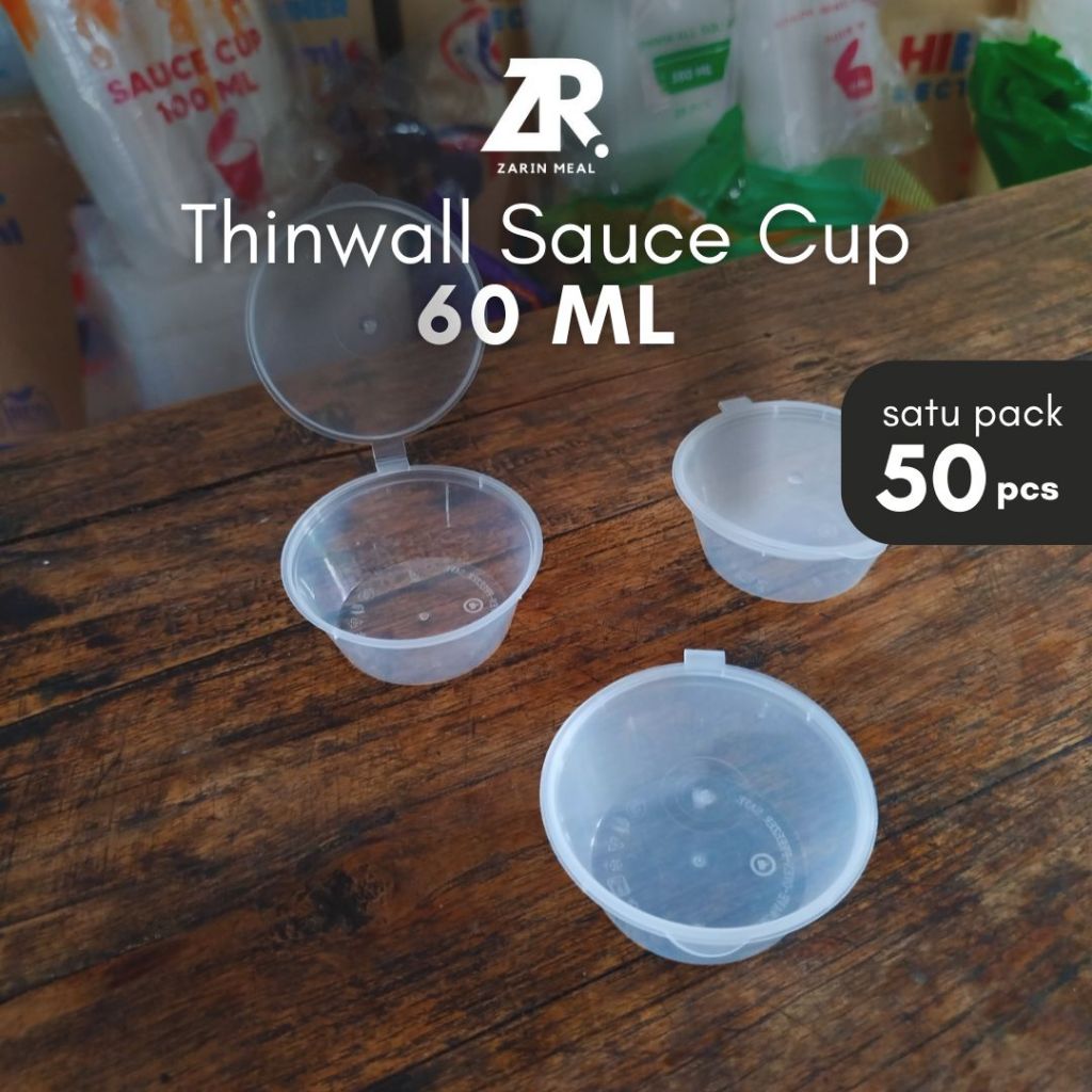 Thinwall Cup Tempat Saus Sambal Plastik Kecil Transparan 60ml