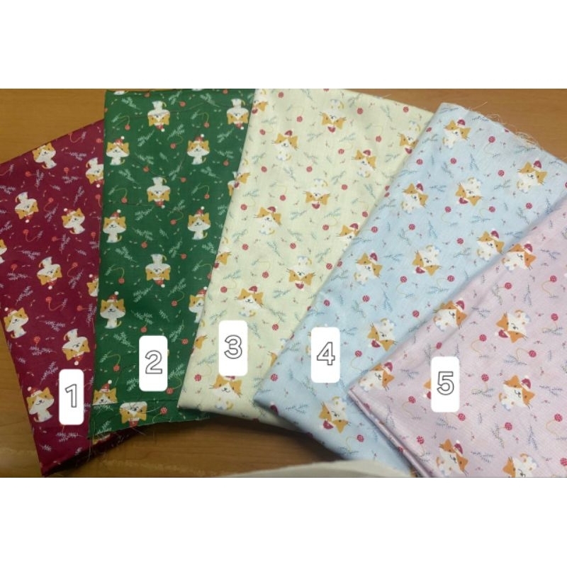 KAIN METERAN KATUN JEPANG MOTIF CHRISTMAS NATAL KUCING TOKAI SENKO