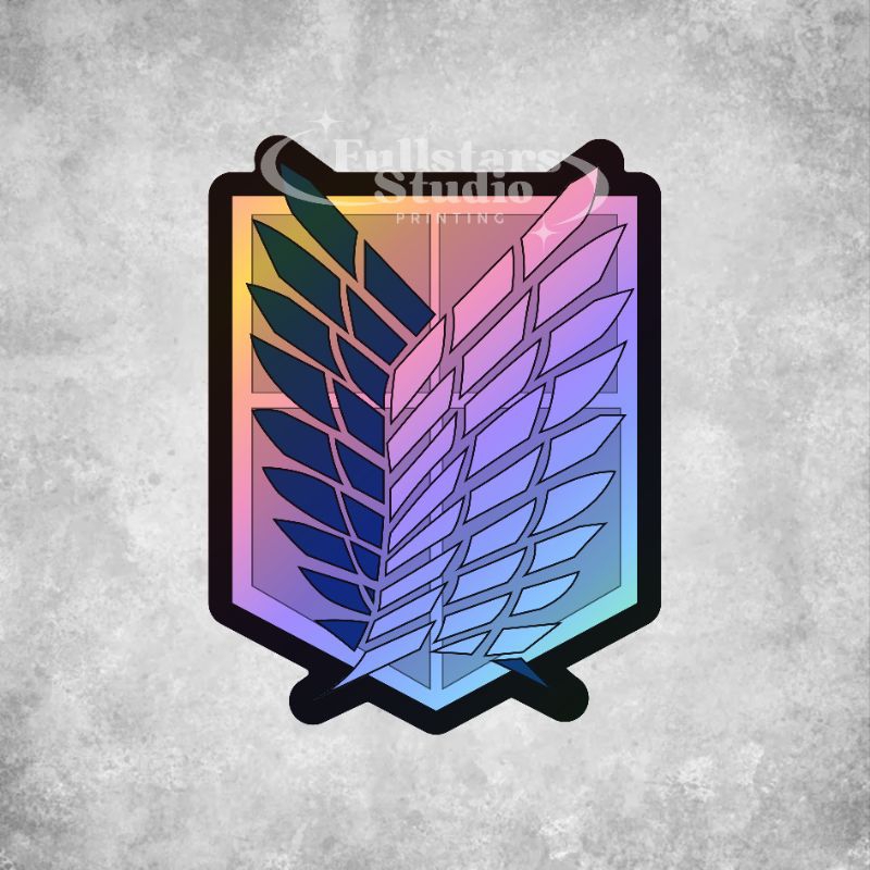 

[READY STOK] Stiker Hologram AOT Attack on Titan Anime Logo Survey Corps Pasukan Pengintai