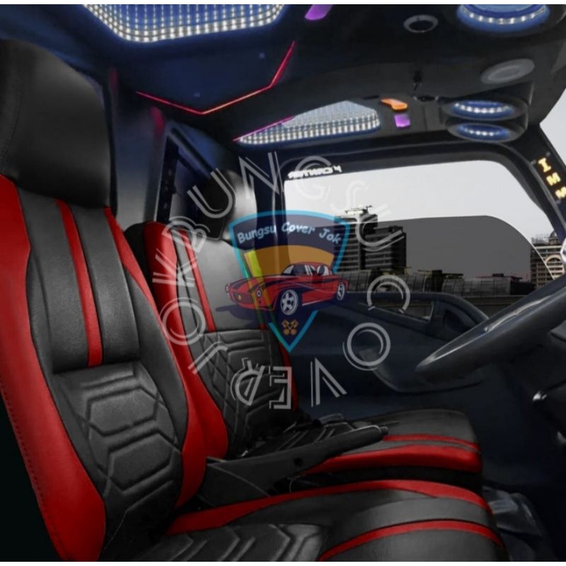 Sarung jok mobil truk canter 125 motif terbaru bonus sarung stir - Cover sarung jok mobil truk cante