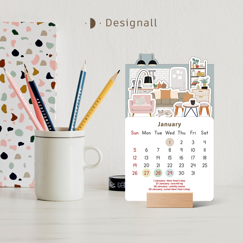 

Designall Kalender 2024 / 2025 Aesthetic Meja / Kalender Duduk / 2025 Calendar FT