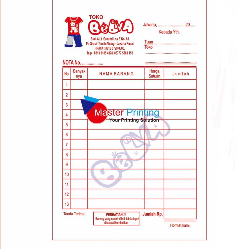 

PROMO cetak nota custom murah 2 ply ukuran sedang 1/4 folio Percetakan Murah Depok NT010