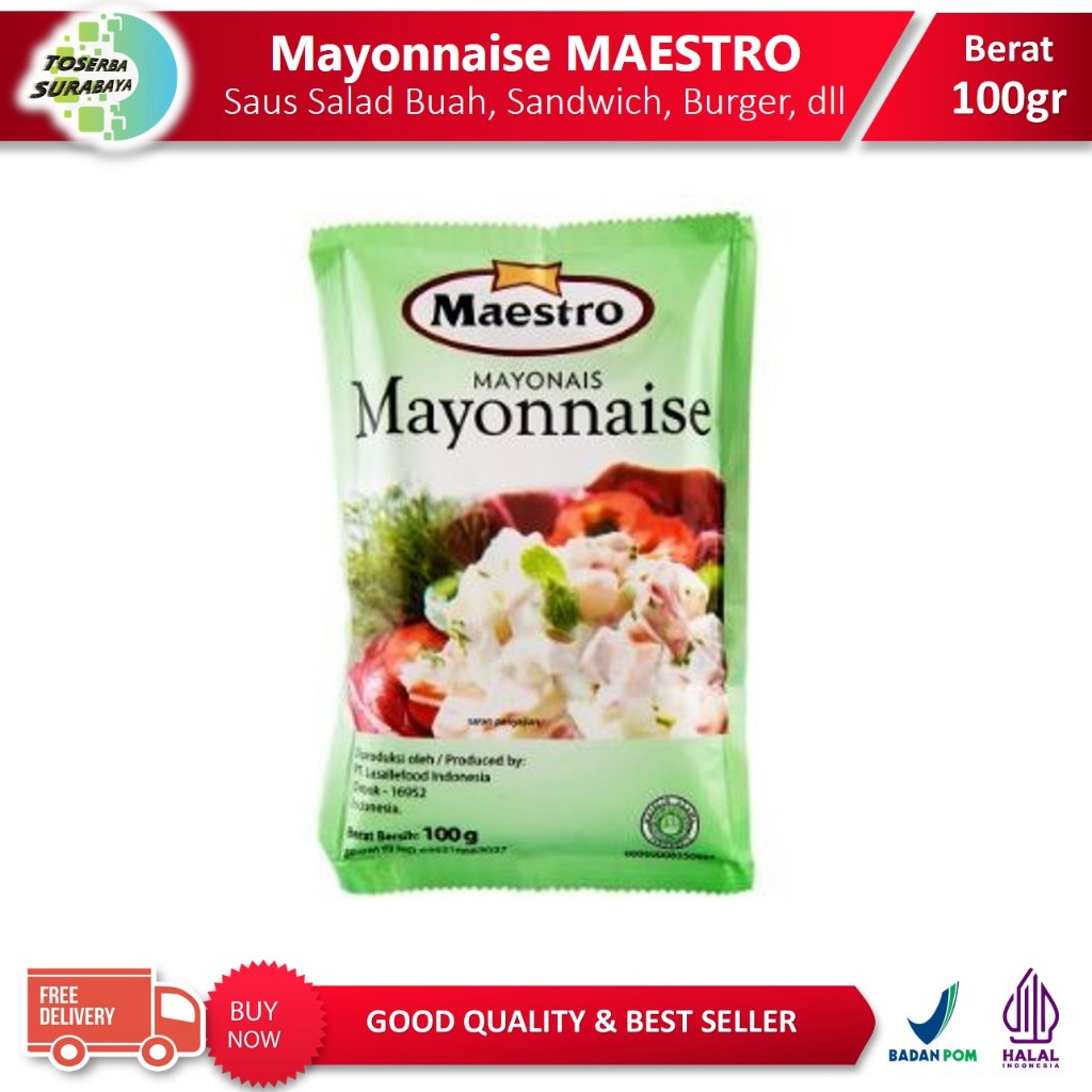 

Mayonais MAESTRO 100gr - Light Mayonaise - MAYO Serbaguna Buah & Sayur