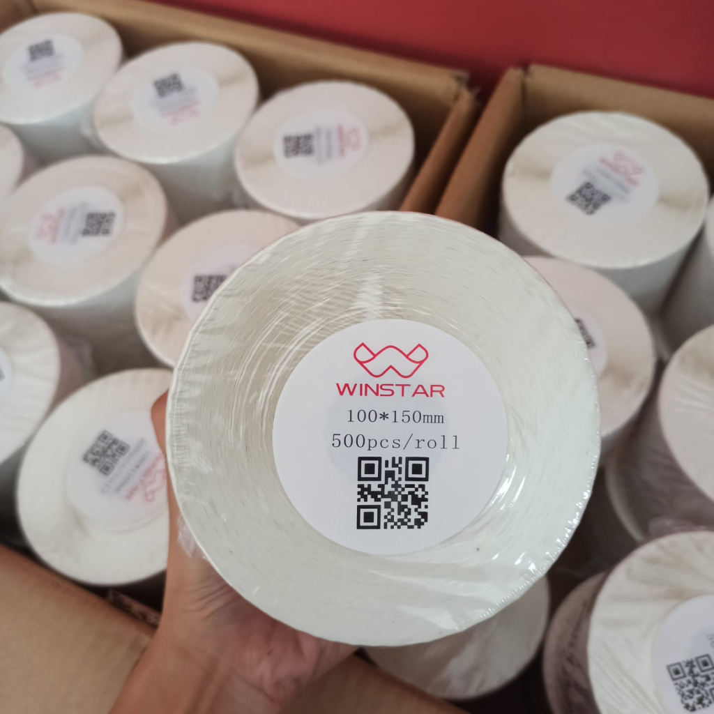 

Thermal Sticker Label ukuran 100x150 MM A6 ROLL GULUNG Winstar