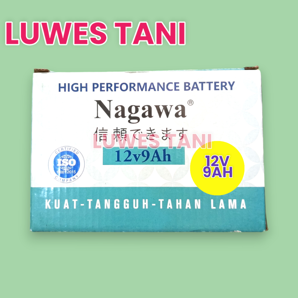 Accu Aki Nagawa (12V 9Ah 15 x 6,4 x 9,9 cm (dulu Yokohama) Battery Sprayer Elektrik