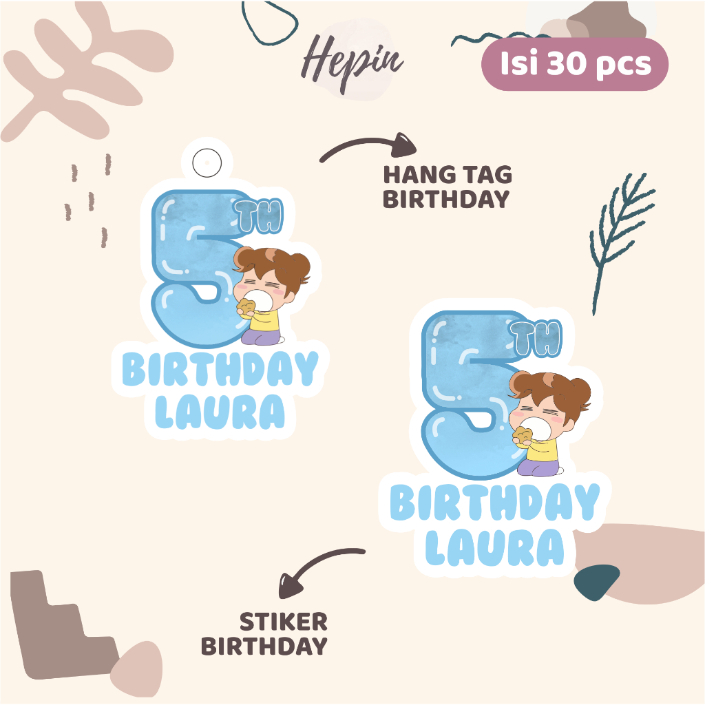 

(30pcs) Hang tag & stiker ulang tahun Tema Anime ANISINCHI /lucu /label tag ulang tahun murah/hang tag ulang tahun/tag souvenir ulang tahun/stiker nama ualang tahun/diecut stiker&t ag