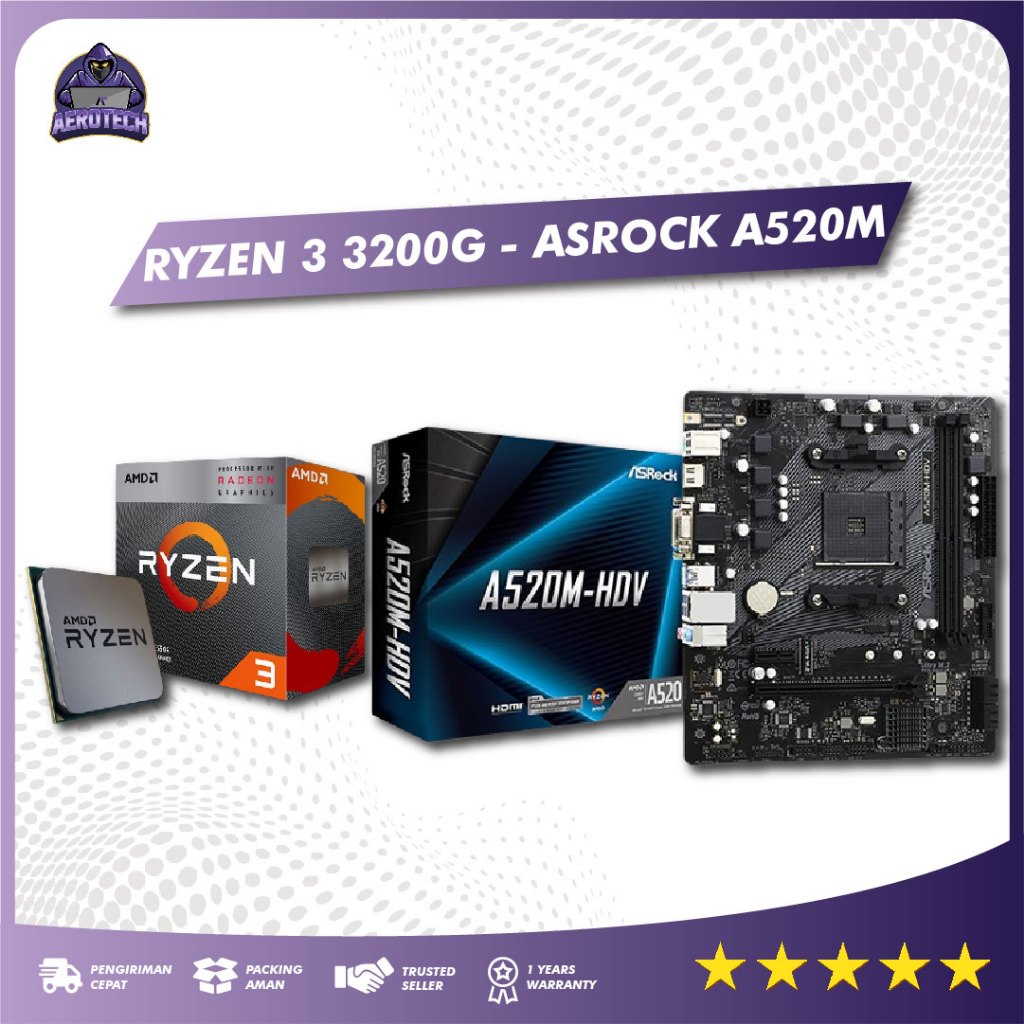 PAKET MOBO AMD RYZEN 3 3200G - MOTHERBOARD A520M TERMURAH