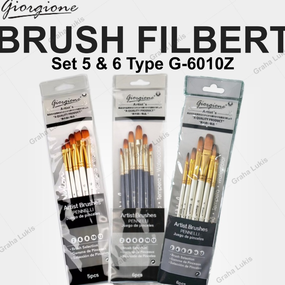 

KODE L45W Giorgione Brush Filbert Kuas Set 6 Filbert G61Z Kuas Set 5
