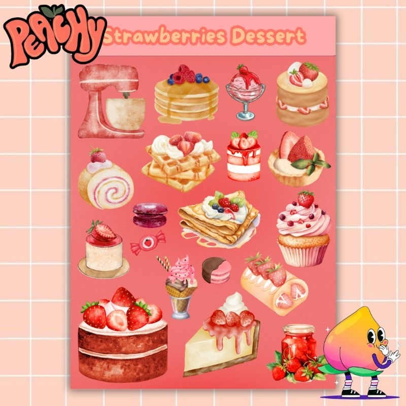 

Peachy SS - Strawberries Dessert Sticker Sheet | sticker Waterproof | sticker vinyl | sticker deco | sticker tumbler | stiker anti air | sticker buku journal | sticker HP laptop | sticker murah | sticker band | sticker helm | sticker pack | sticker A6