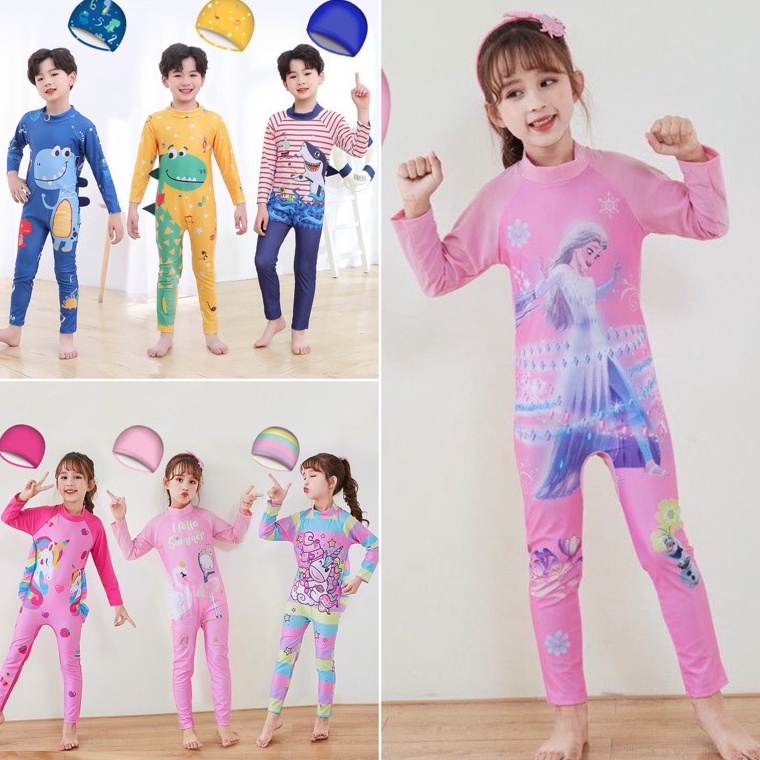 KODE N26S Baju Renang Anak Import Lengan Panjang 3D  Baju Renang Import Anak lengan Panjang