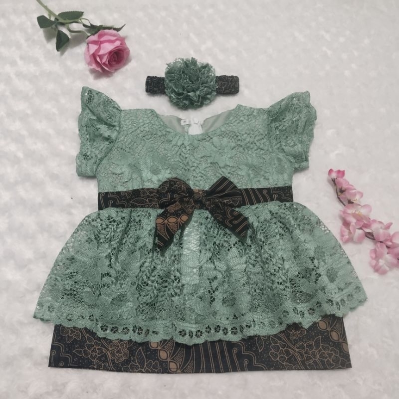 REAL PICT KEBAYA BAYI / KEBAYA ANAK / KEBAYA BAYI PEREMPUAN hijau wardah