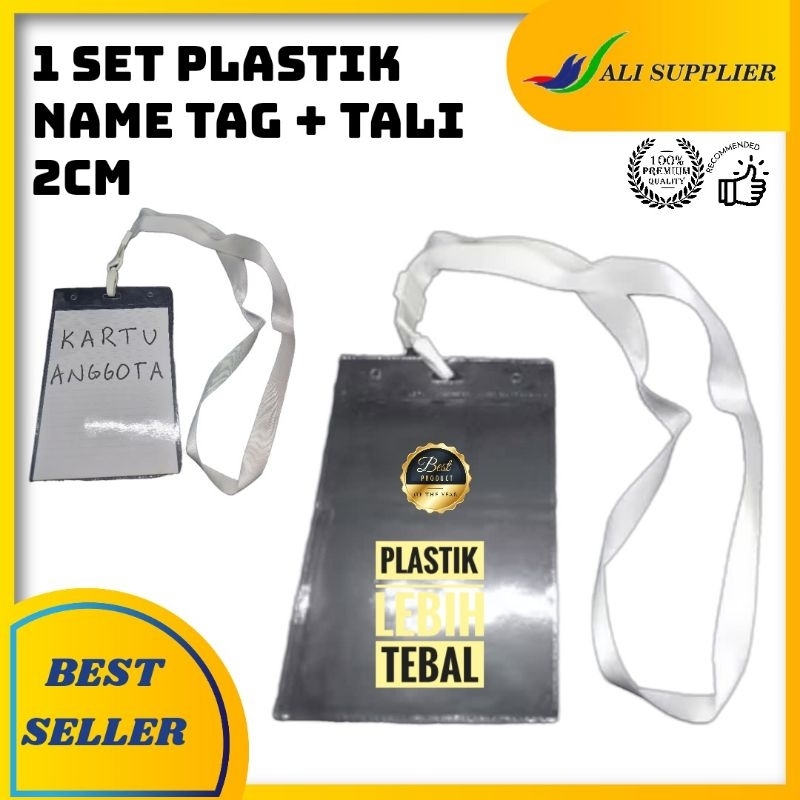 1 SET TALI TANDA PENGENAL ID CARD + PLASTIK NAME TAG / PLASTIK DAN TALI PENGENAL ID MODEL OVAL / ID 