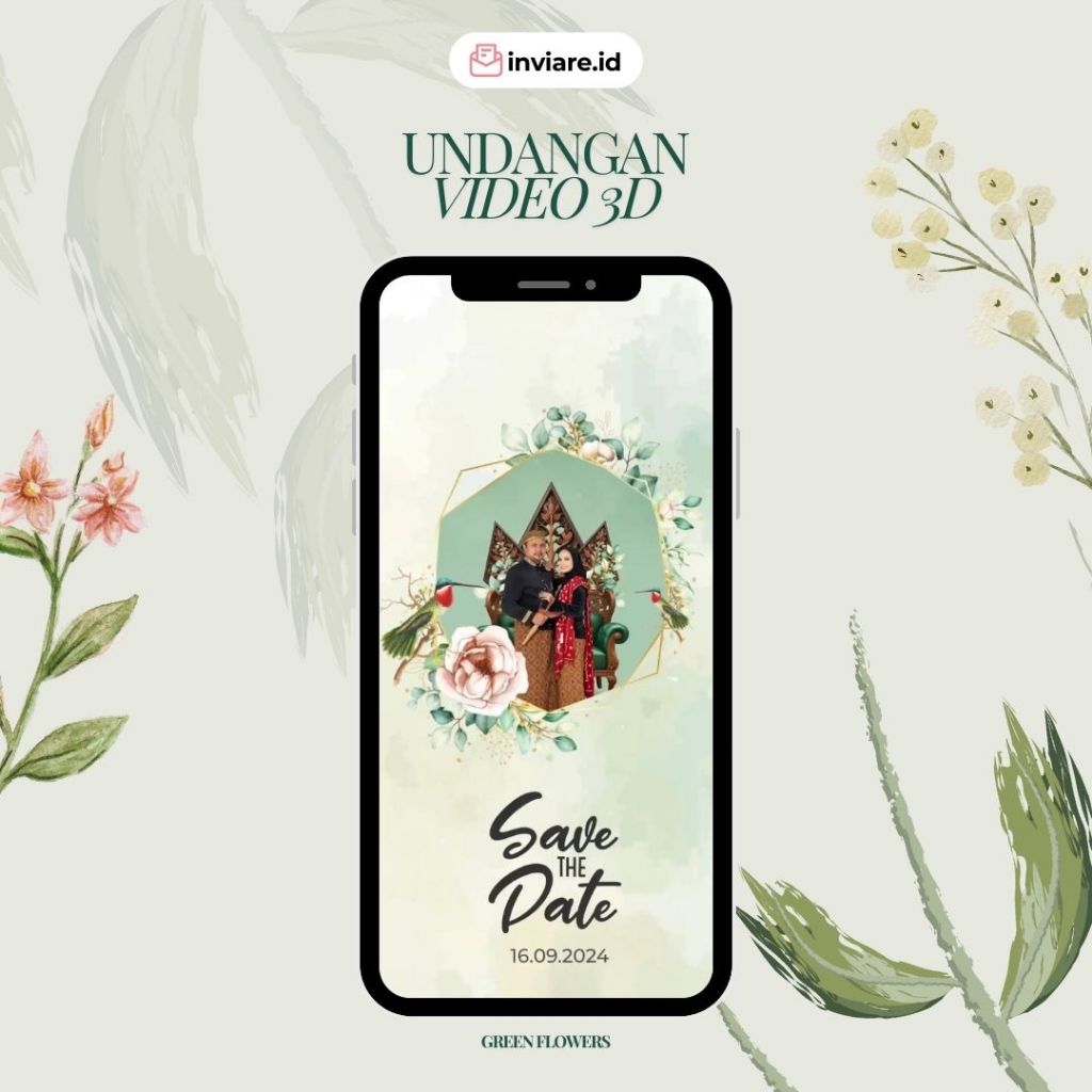 UNDANGAN PERNIKAHAN VIDEO 3D - GREEN FLOWERS