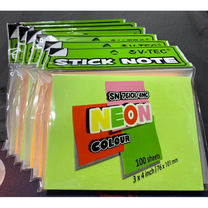 

Stick Note SN76101/4MC Neon colour 100 Sheet 3x4inch/76x101mm