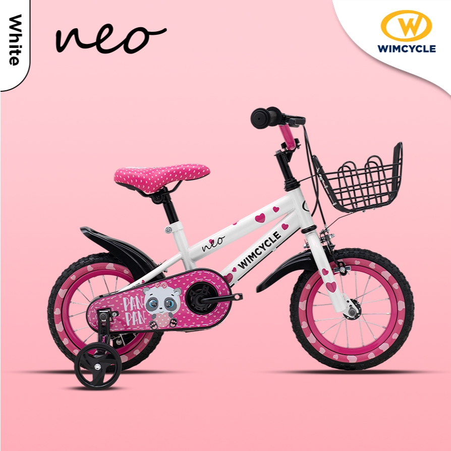 Sepeda Anak WimCycle Neo Pan Pan 12 inch BMX Pink White Wim Cycle