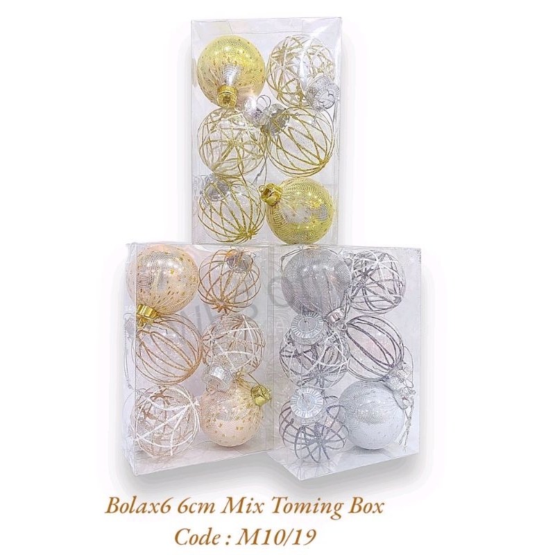 Hiasan Natal Bola 6cm isi 6 Mix M10/19- Hiasan Natal - Hiasan Bola Natal - Hiasan Natal Bola - Bola 
