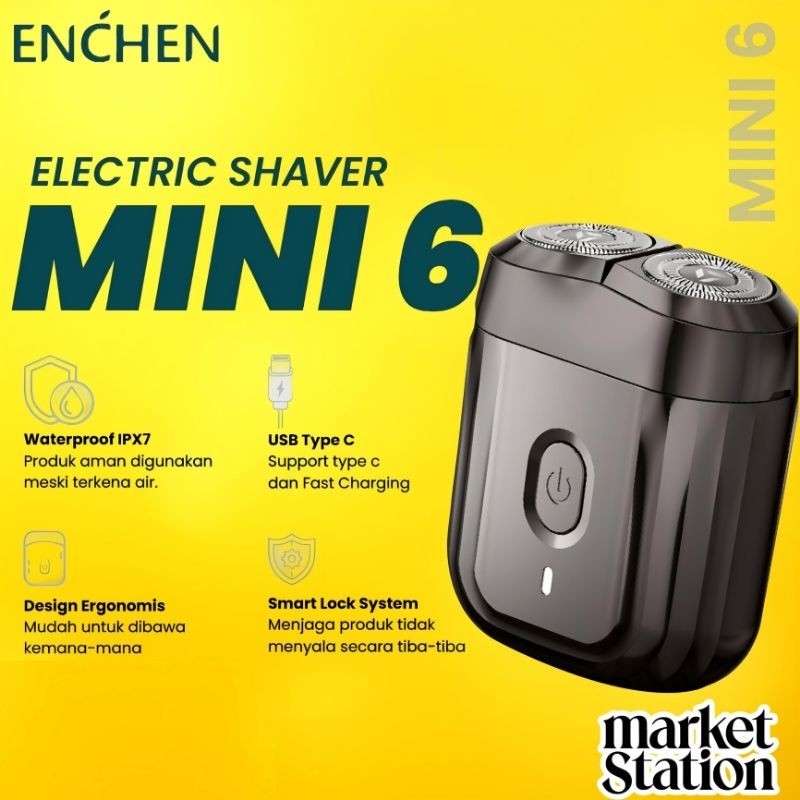 ENCHEN Mini 6 Shaver Alat Cukur Jenggot Elektrik Waterproof Portable Rechargable pencukur kumis