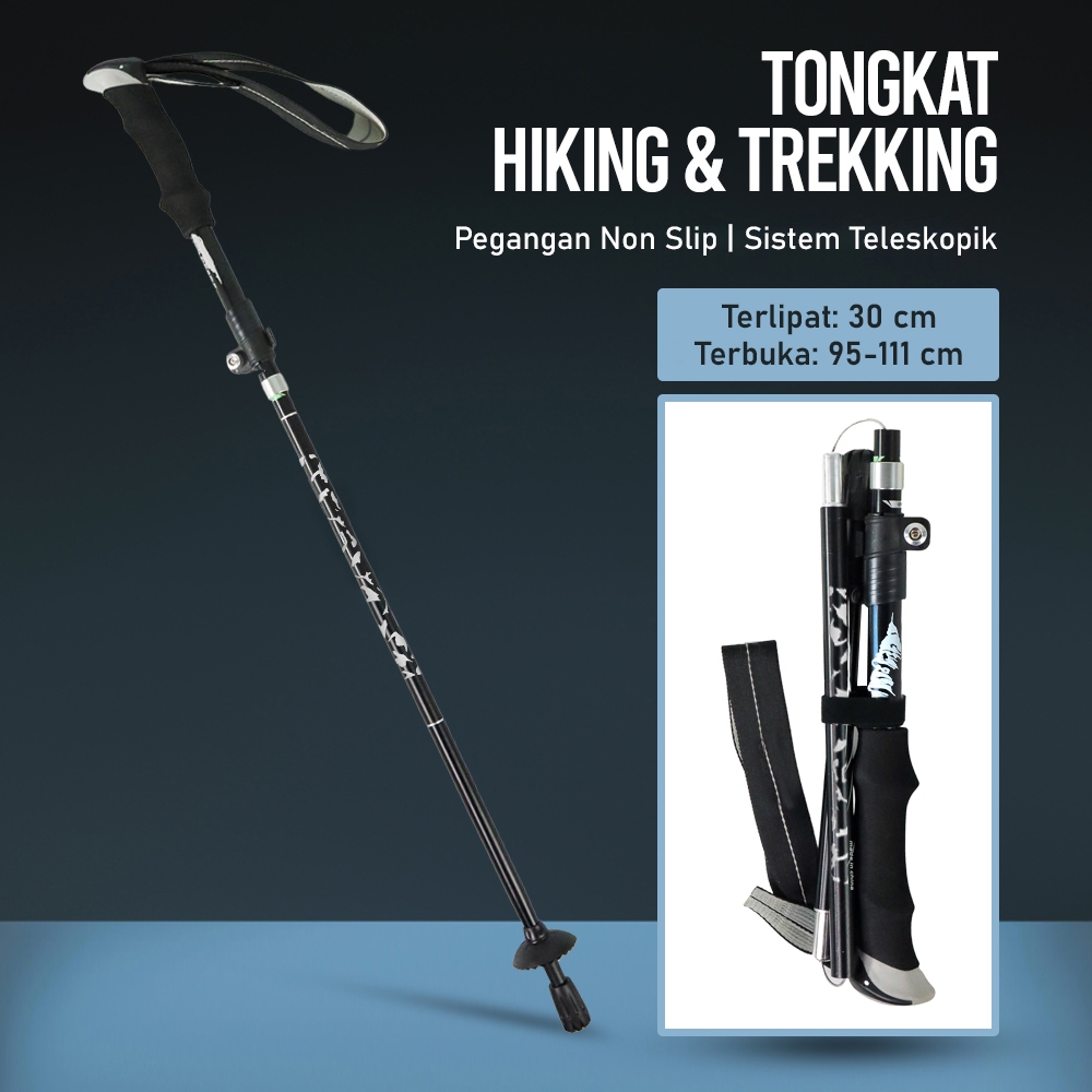 OASE Tongkat Hiking Trekking 110 cm Foldable 30 cm - 101 -/TONGKAT GUNUNG/TREKING POLE LIPAT/TONGKAT