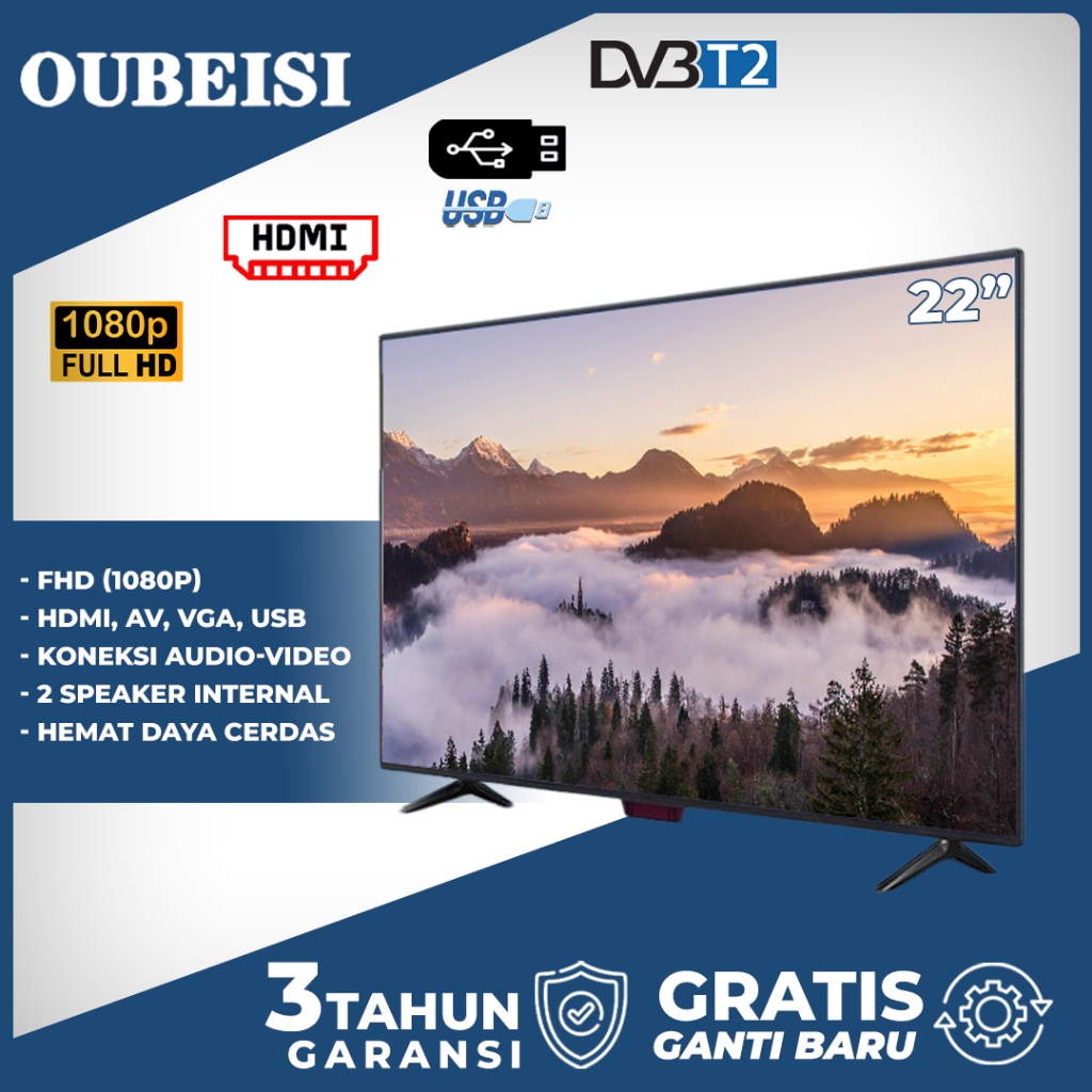 OUBEISI TV LED 21/22 inch TV Digital Televisi (TCLG-S25A) Garansi satu tahun Garansi tiga tahun