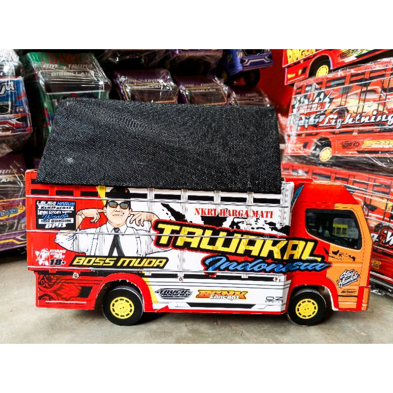 miniatur truk oleng kayu TAWAKAL5  30 cm asli terbaru 2022 ban bisa belok, miniatur truk oleng kayu 