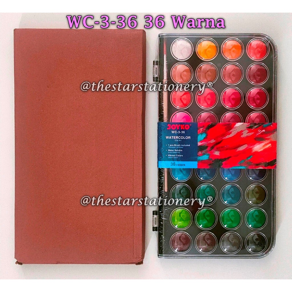 

(1 Set Isi 36 Warna) GROSIR Cat Air Joyko WC-3-36 36 Warna / Watercolor Set Cat Air Joyko WC-3-36