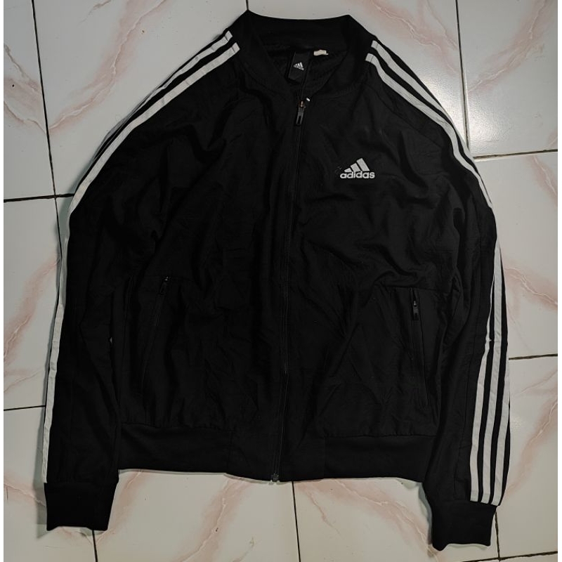 ADIDAS jaket tracktop dryfit slim ori hitam putih unisex L