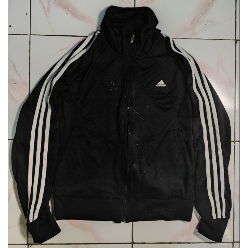 ADIDAS jaket tracktop dryfit slim ori hitam putih unisex S