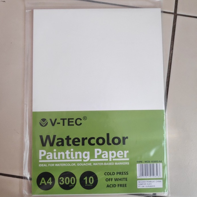 

KODE R4S Kertas Gambar Vtec A4 Waterlor Painting Paper 3 GSM