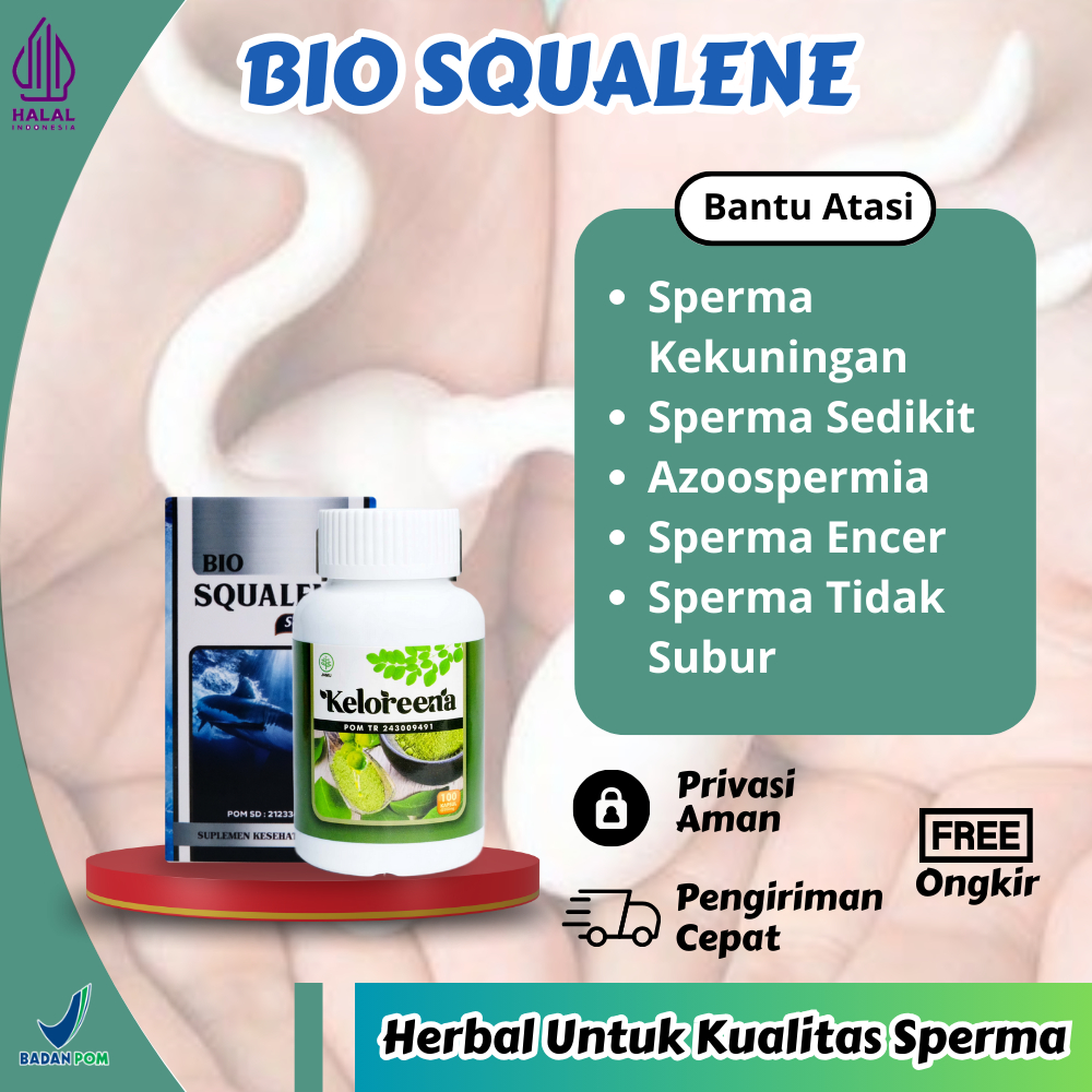 Obat Penambah Penyubur Pengental Sperma Air Mani Encer Mani Tidak Subur BPOM & Halal - Bio Squalene